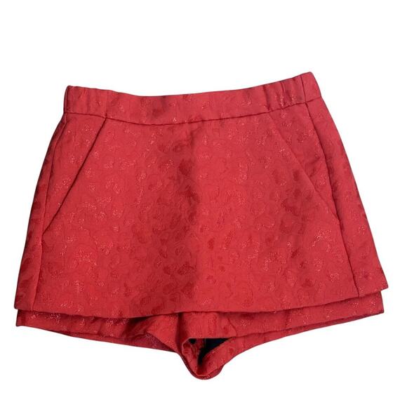 MAJE Jacquard Red Allover Tonal Leopard Pattern Skort Women’s Sz FR 36 / US 4 - Picture 2 of 14